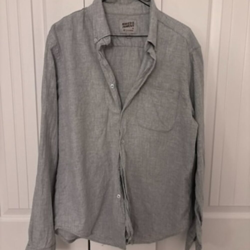 Naked and Famous Grey Cotton Button Up